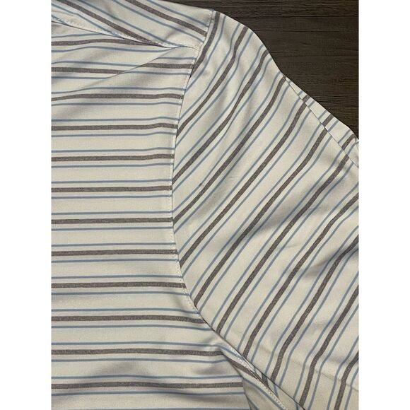 Mizzen Main Large White/Blue/Grey Striped Clsssic Fit Polo Shirt West Bend WI - Picture 5 of 8
